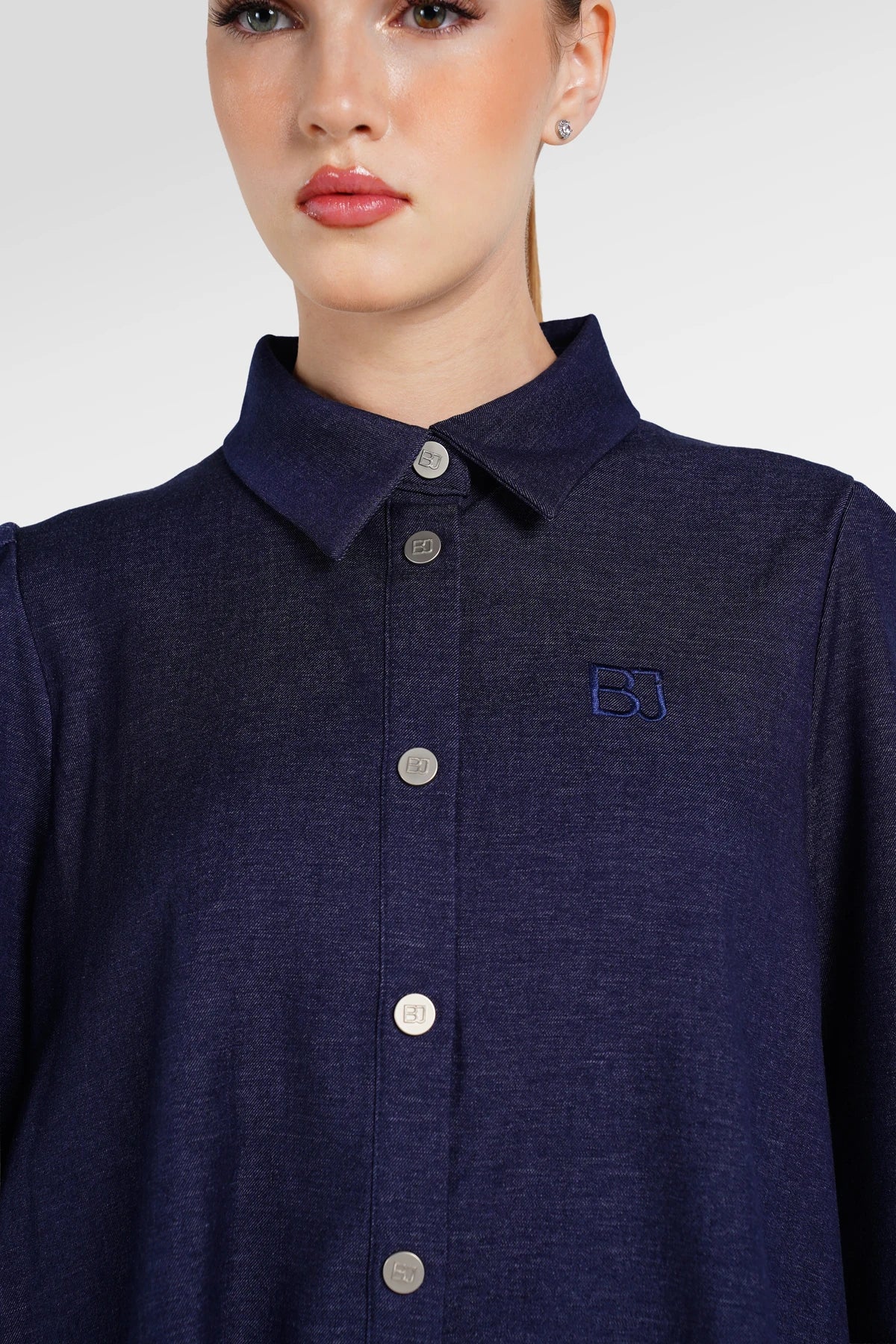Denim Tales Back Pleated Shirt - Dark Blue