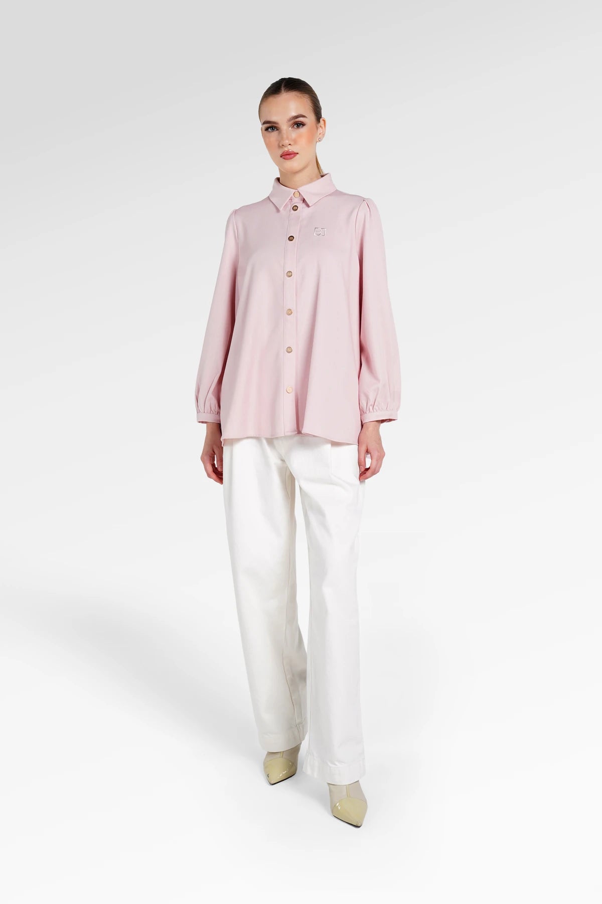 Denim Tales Back Pleated Shirt - Pink