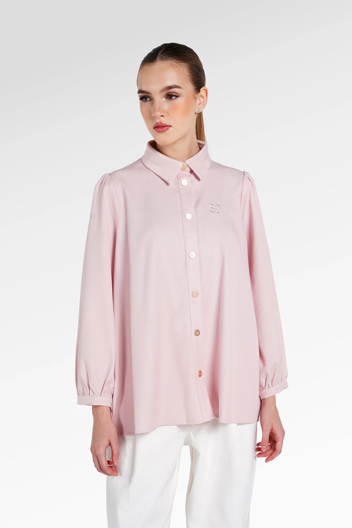 Denim Tales Back Pleated Shirt - Pink