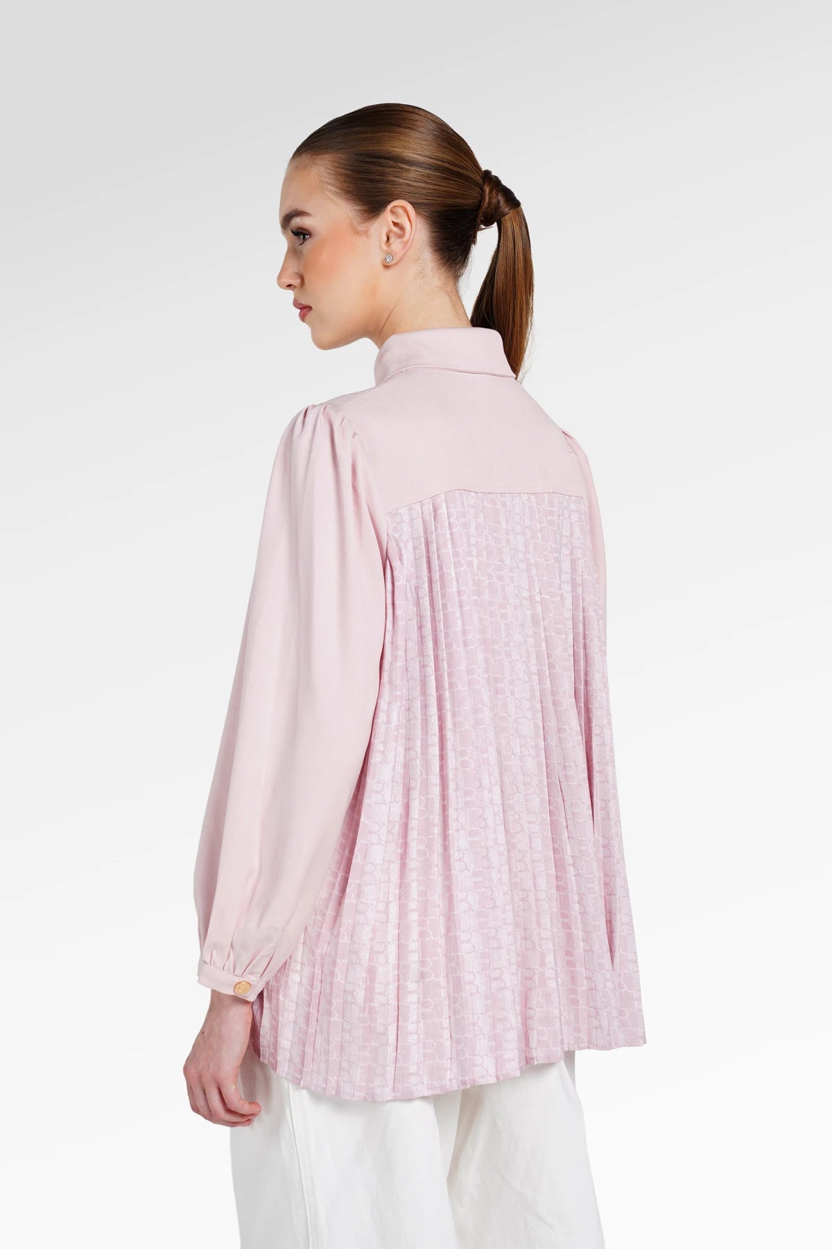 Denim Tales Back Pleated Shirt - Pink