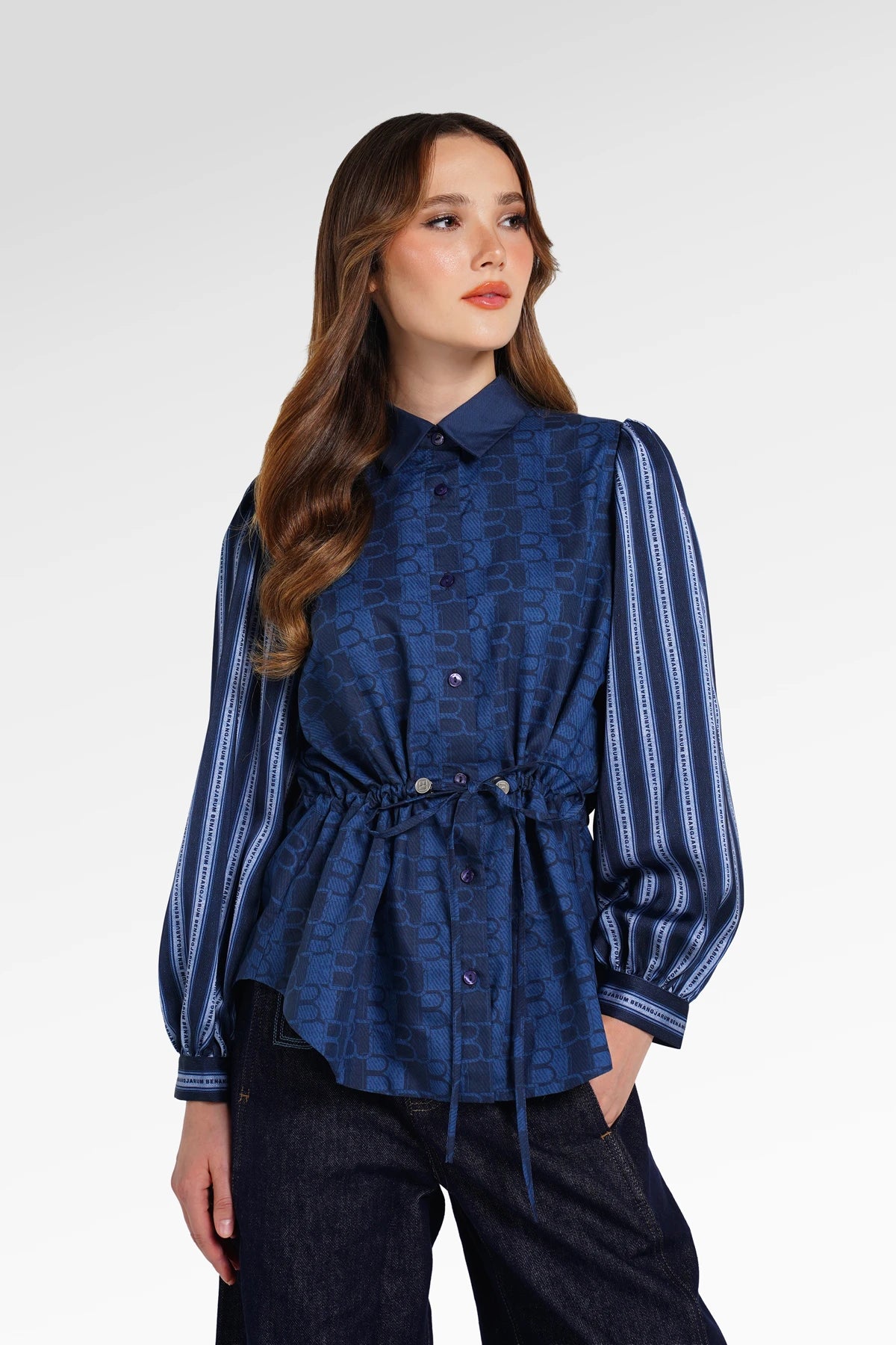 Denim Tales Drawstring Shirt - Dark Blue