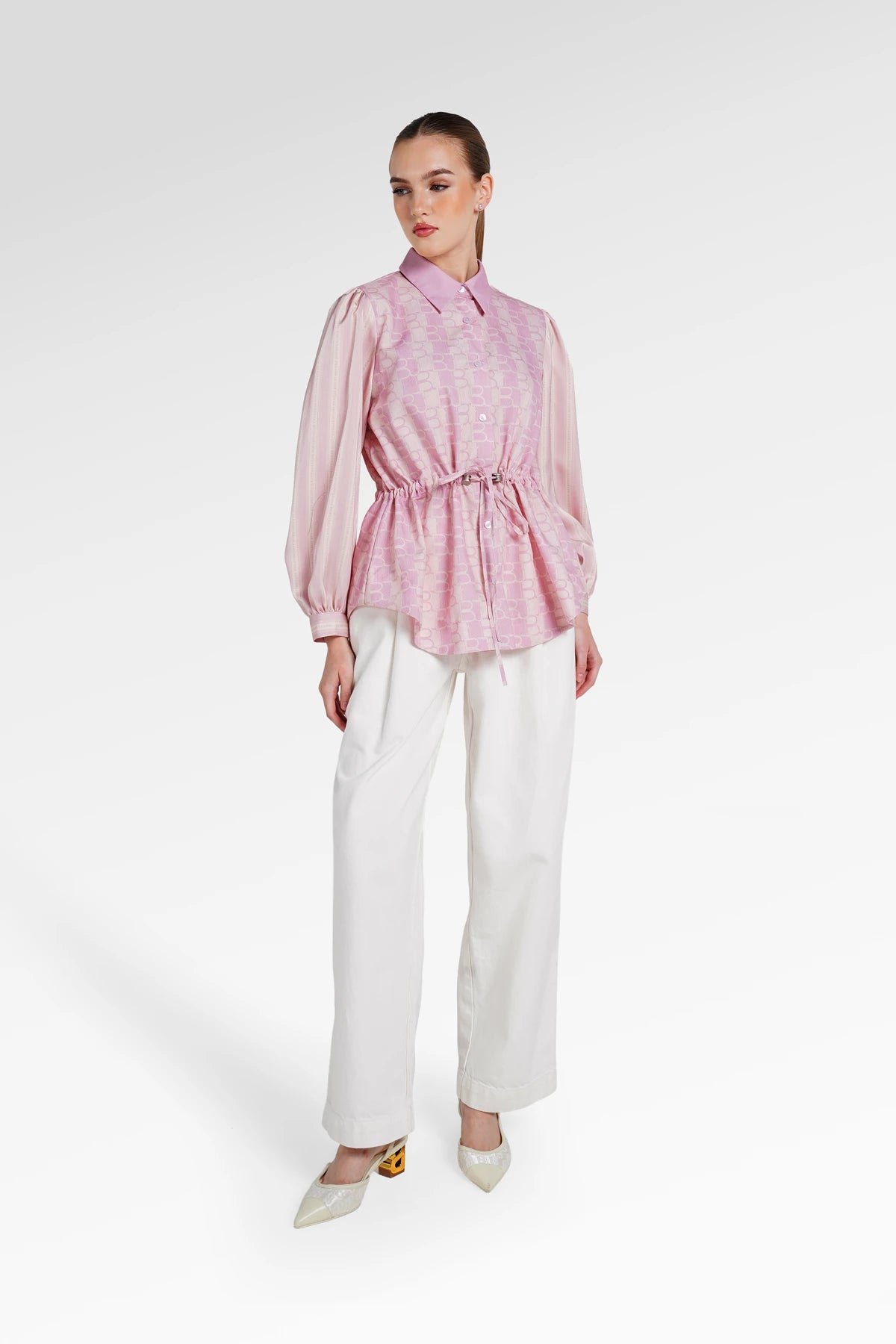 Denim Tales Drawstring Shirt - Pink