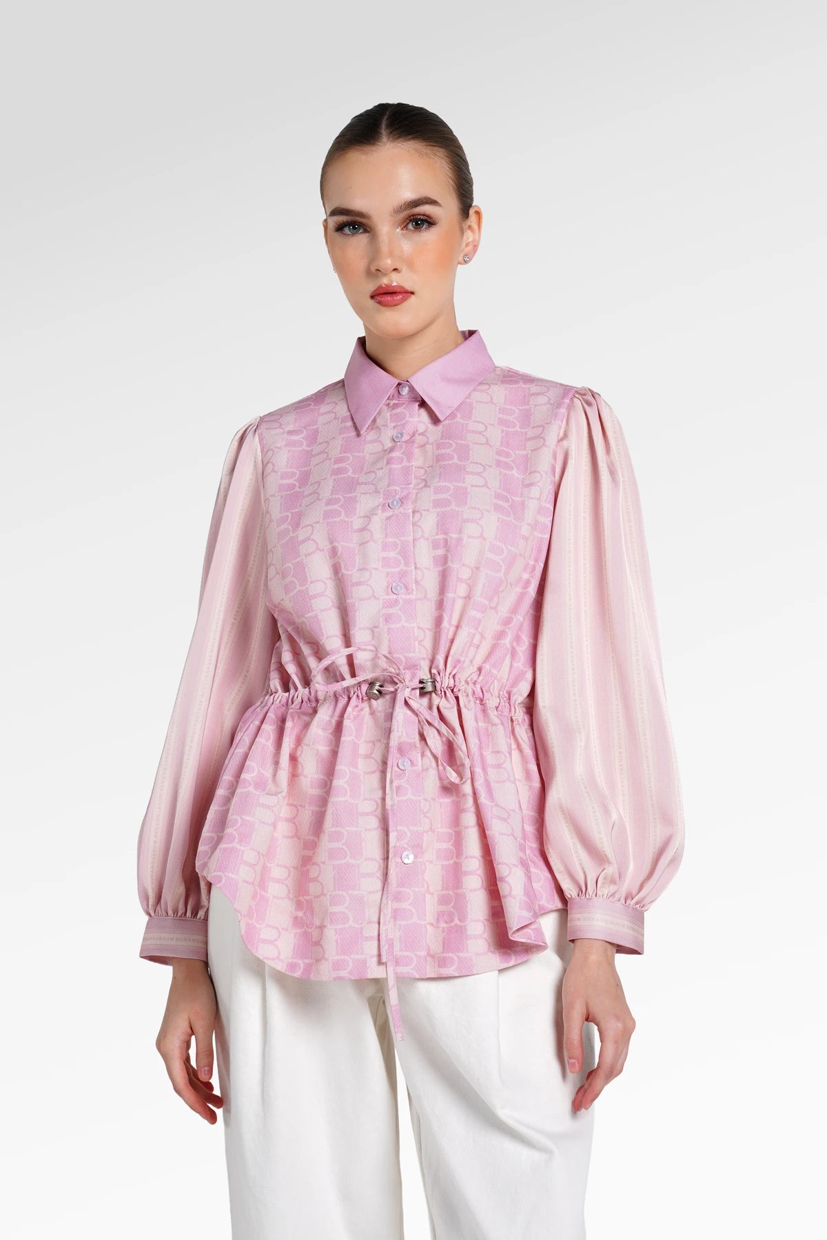 Denim Tales Drawstring Shirt - Pink