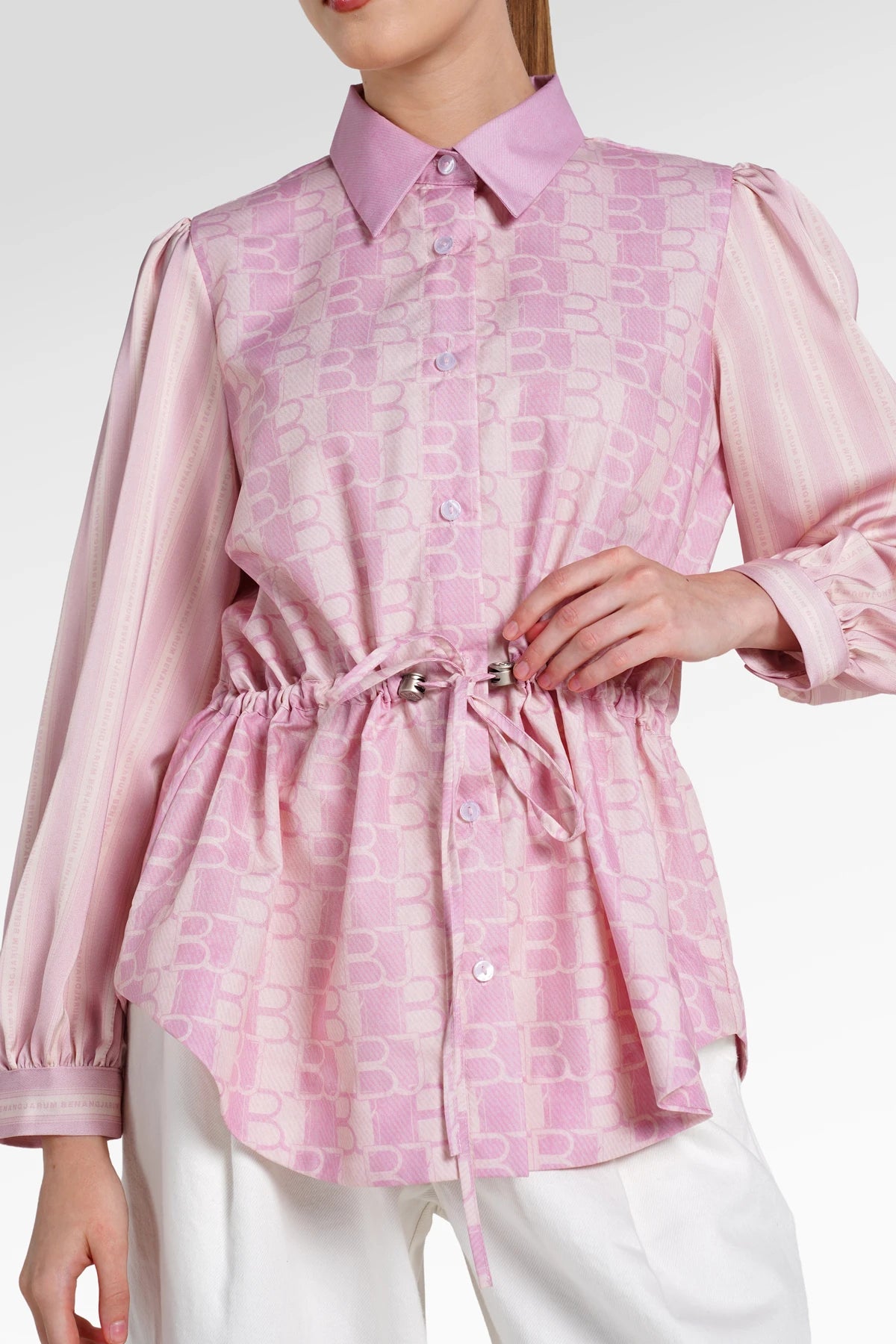 Denim Tales Drawstring Shirt - Pink