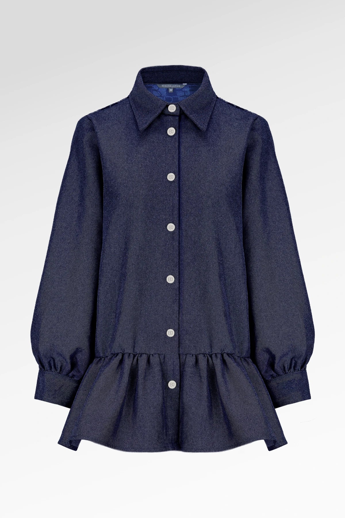 Denim Tales Peplum Shirt - Dark Blue