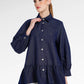 Denim Tales Peplum Shirt - Dark Blue