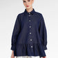 Denim Tales Peplum Shirt - Dark Blue