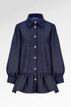 Denim Tales Peplum Shirt - Dark Blue