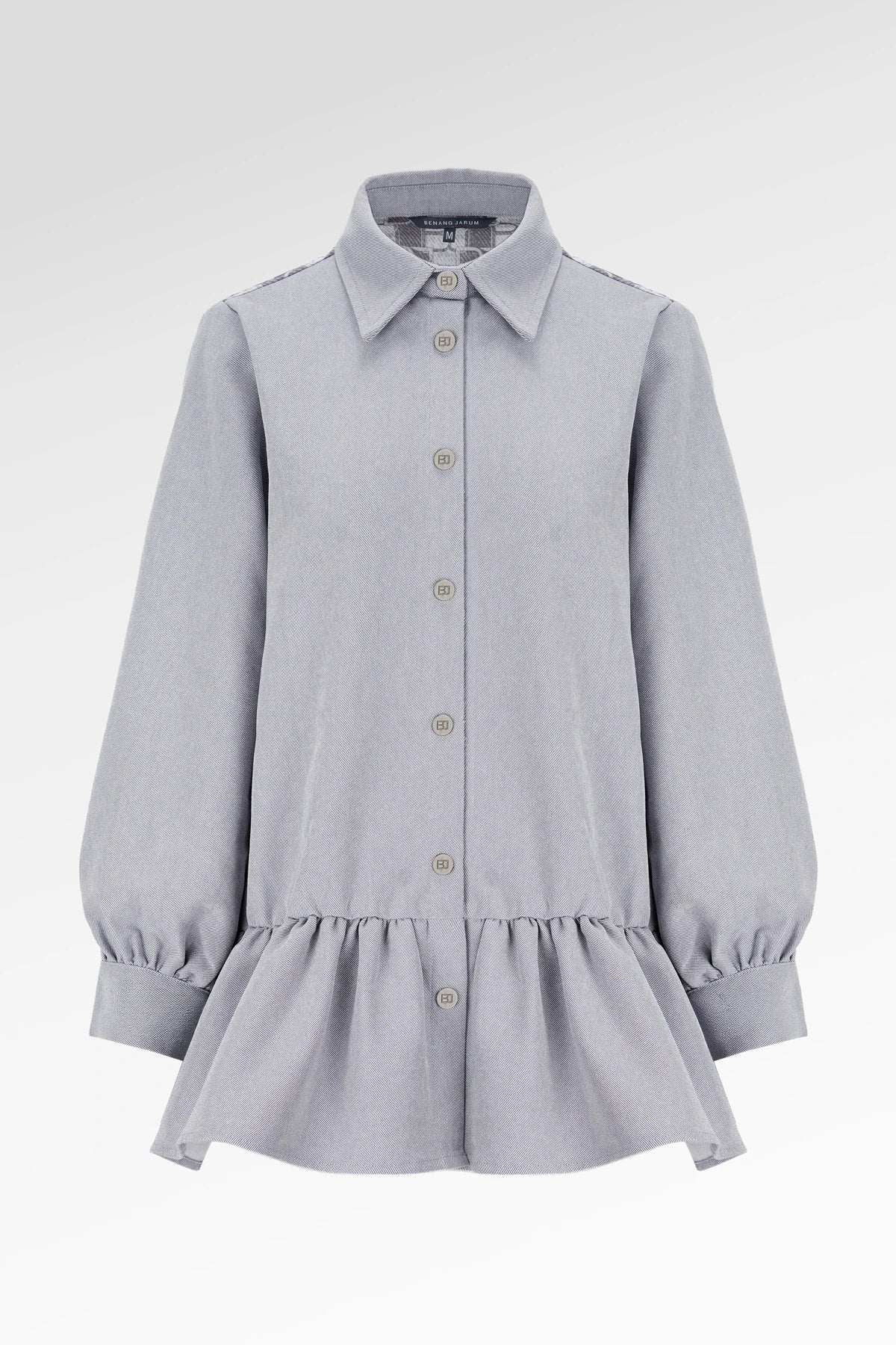Denim Tales Peplum Shirt - Grey