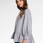 Denim Tales Peplum Shirt - Grey