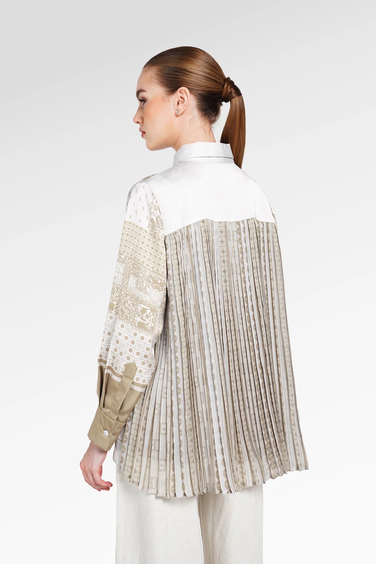 Denim Tales Pleated Panel Shirt - Cream