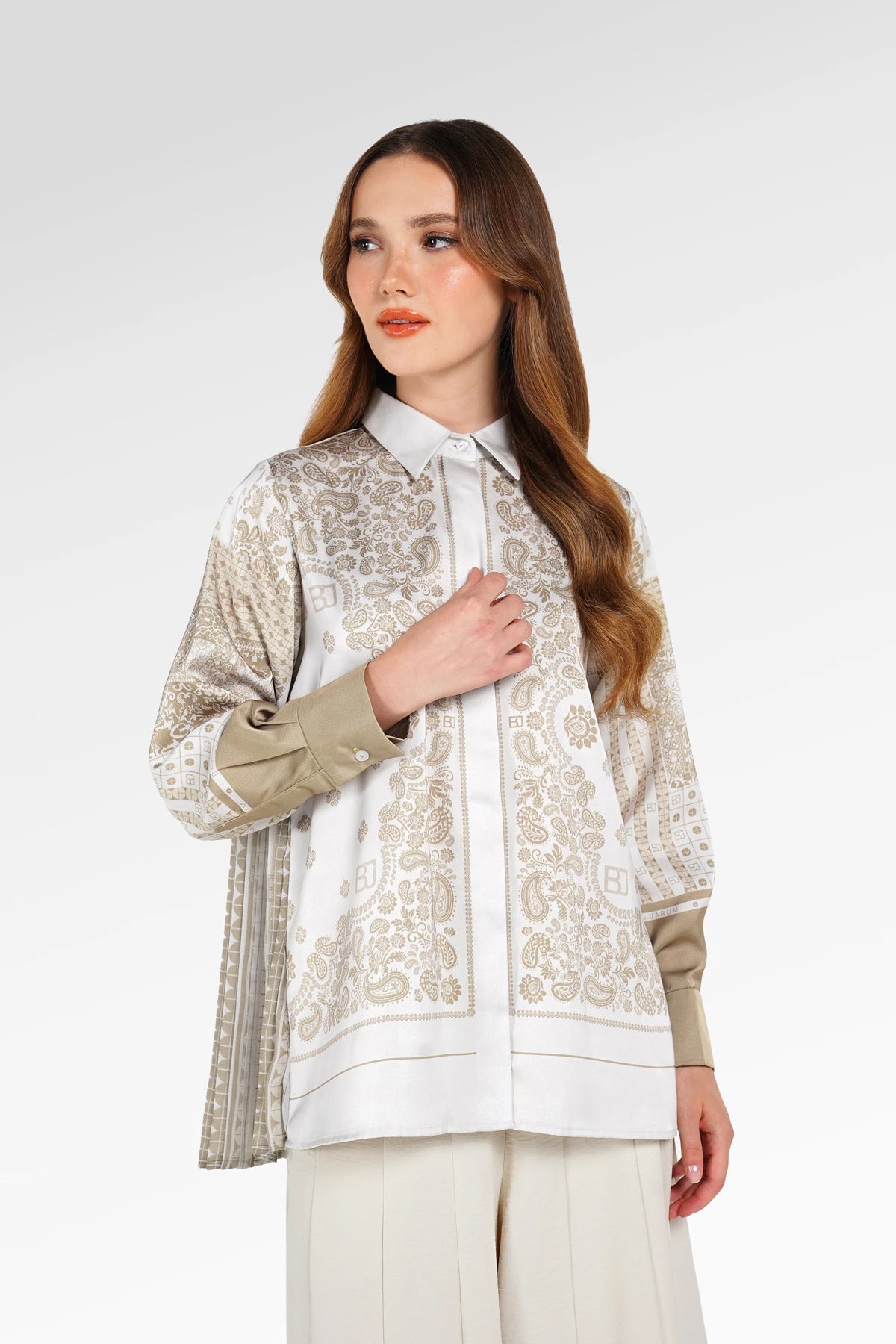 Denim Tales Pleated Panel Shirt - Cream