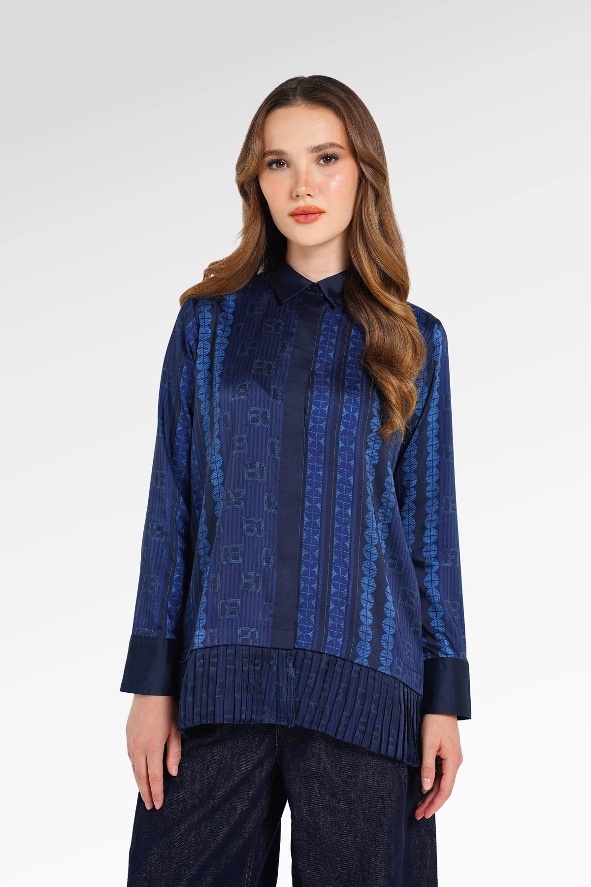 Denim Tales Pleated Panel Shirt - Dark Blue