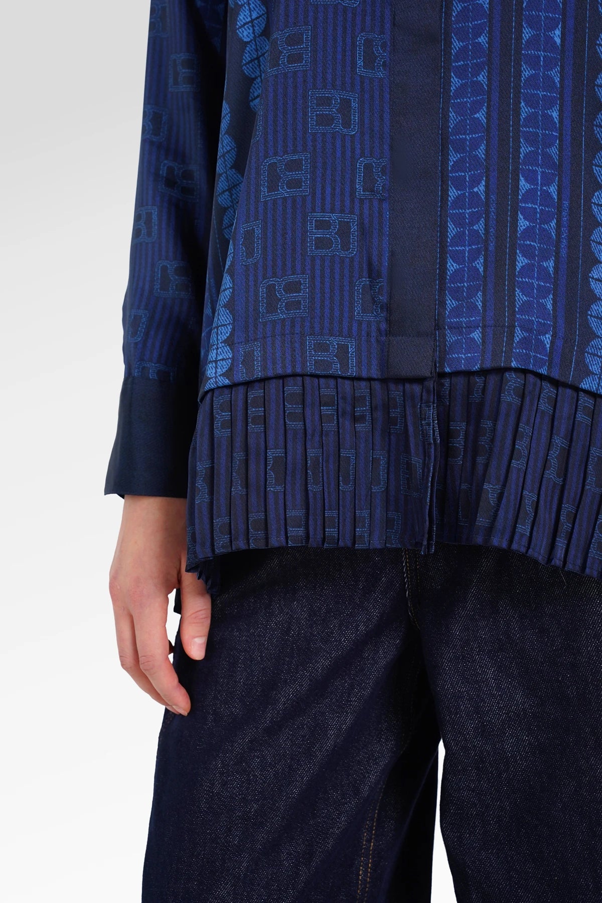 Denim Tales Pleated Panel Shirt - Dark Blue