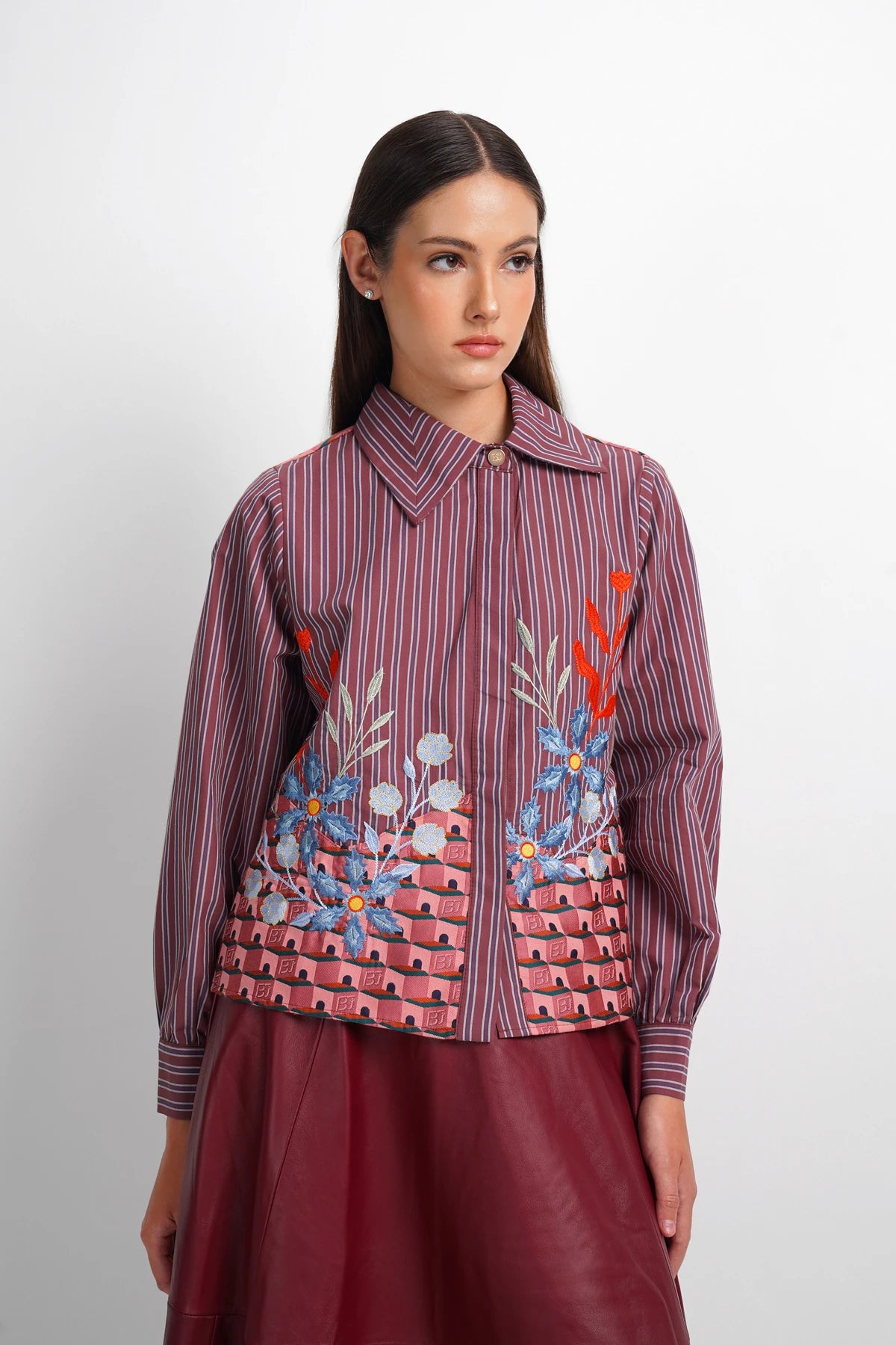 Dreamscape Asymmetric Collar Shirt - Monaco