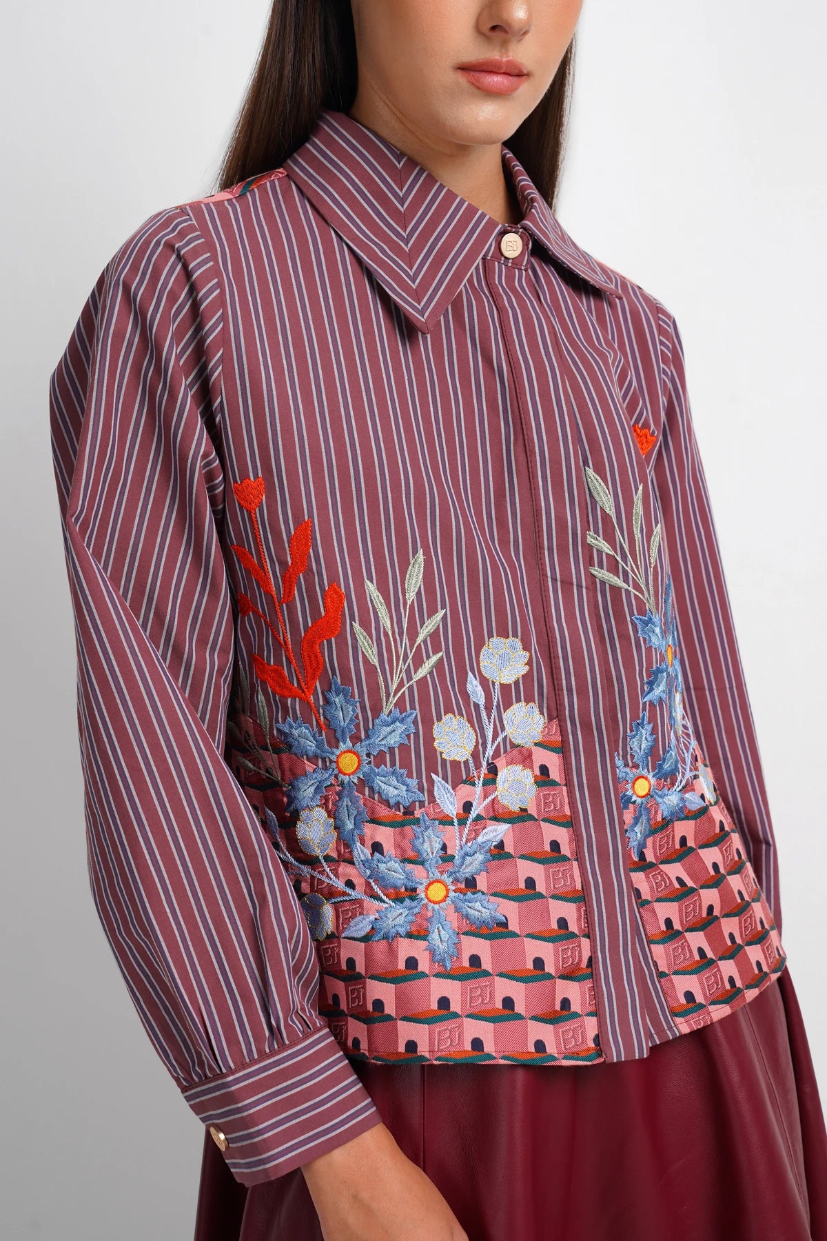 Dreamscape Asymmetric Collar Shirt - Monaco