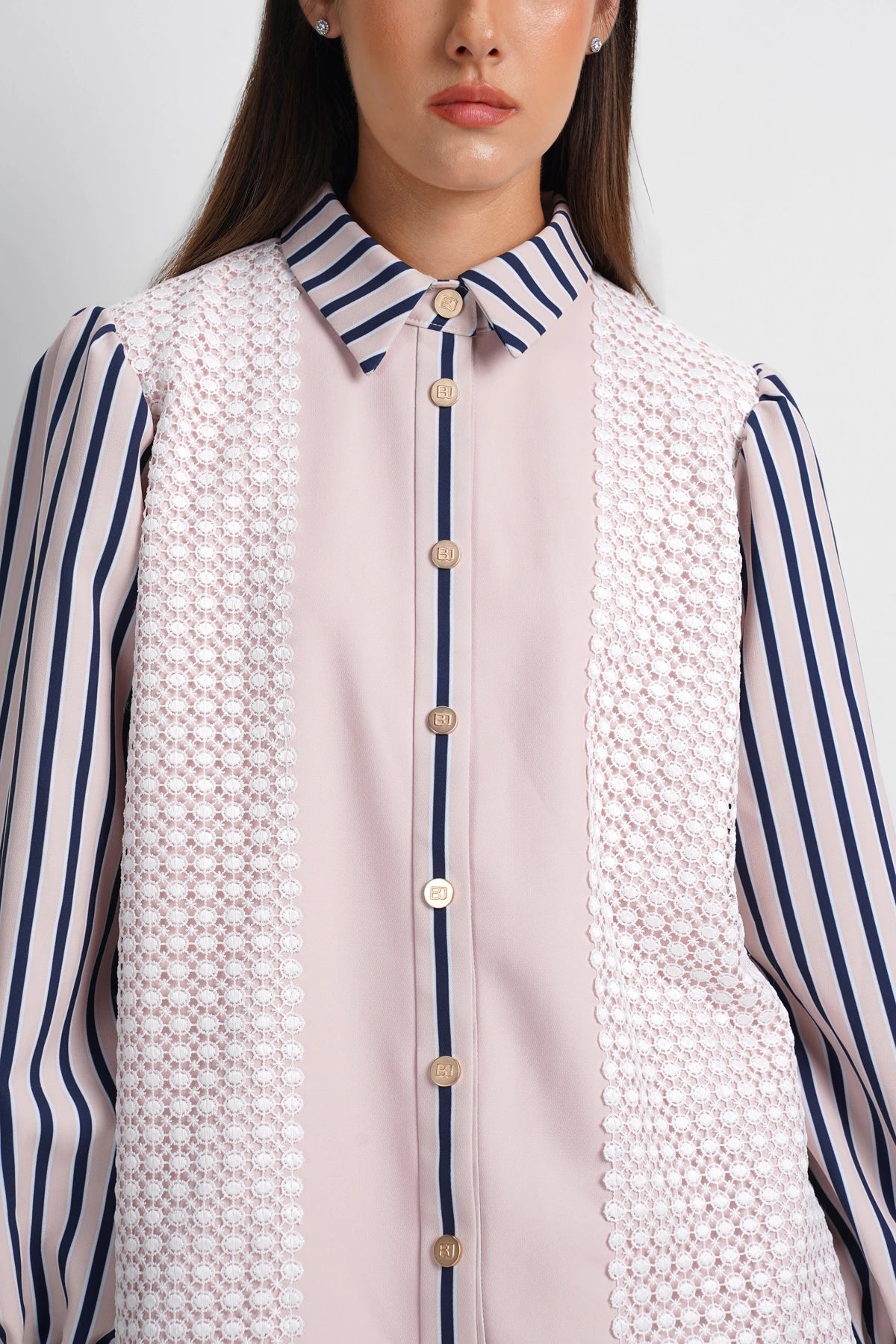 Dreamscape Back Pleated Lace Shirt - Malibu