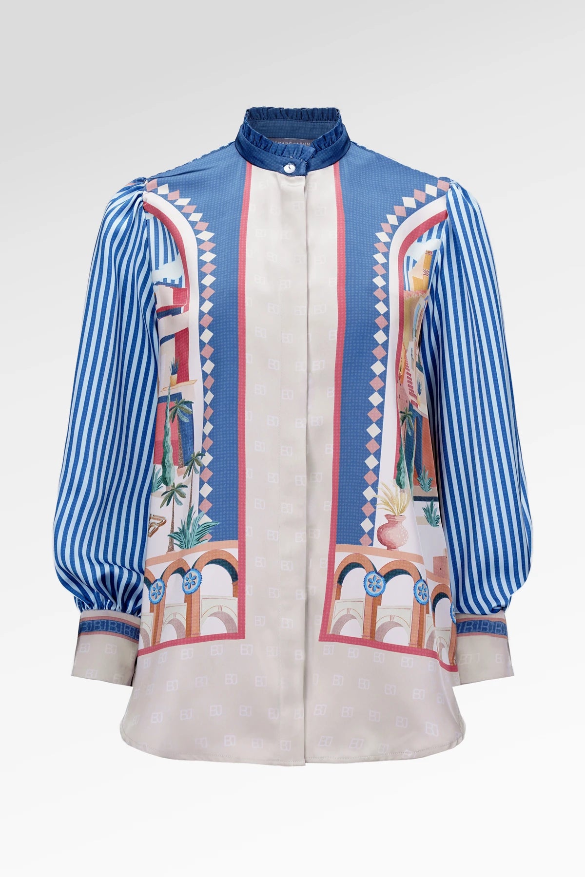 Dreamscape Back Pleated Shirt - Malibu