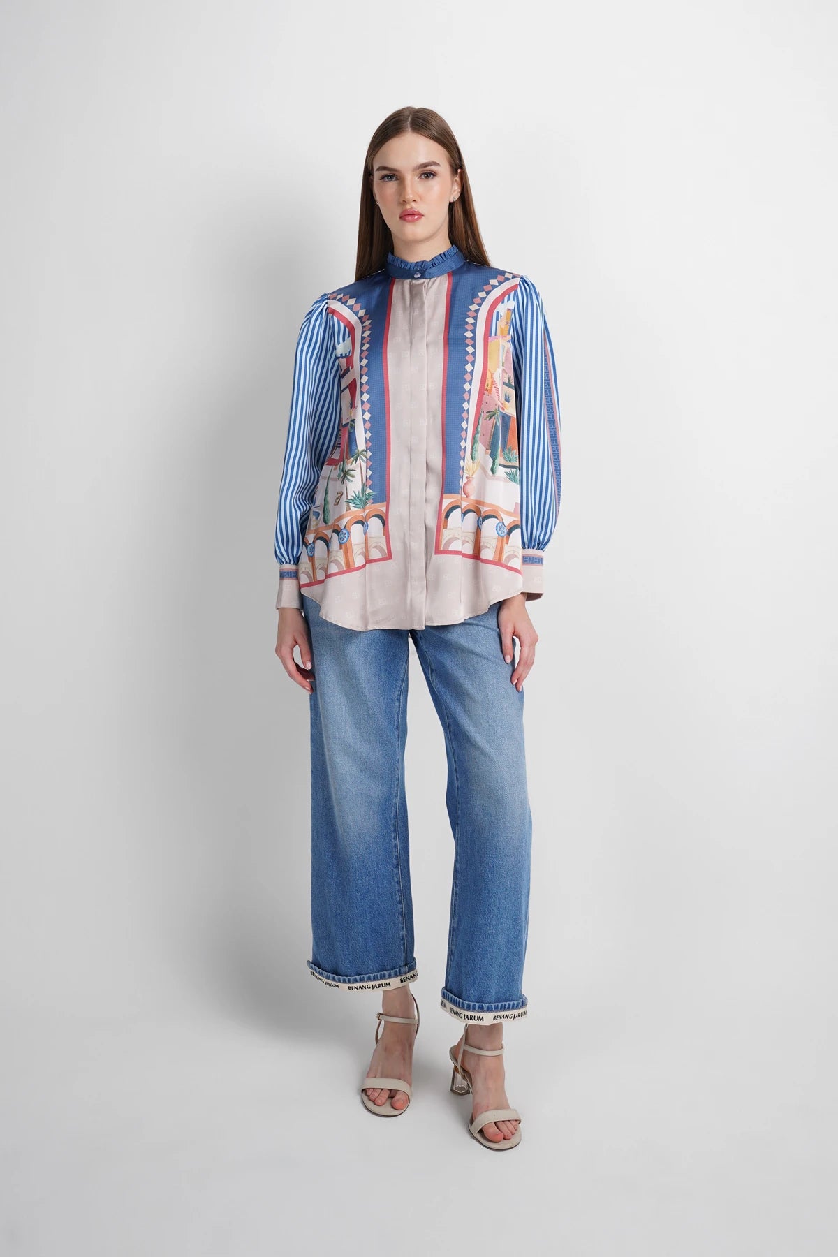 Dreamscape Back Pleated Shirt - Malibu