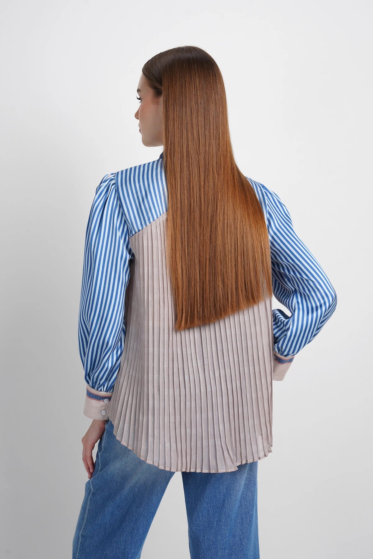 Dreamscape Back Pleated Shirt - Malibu