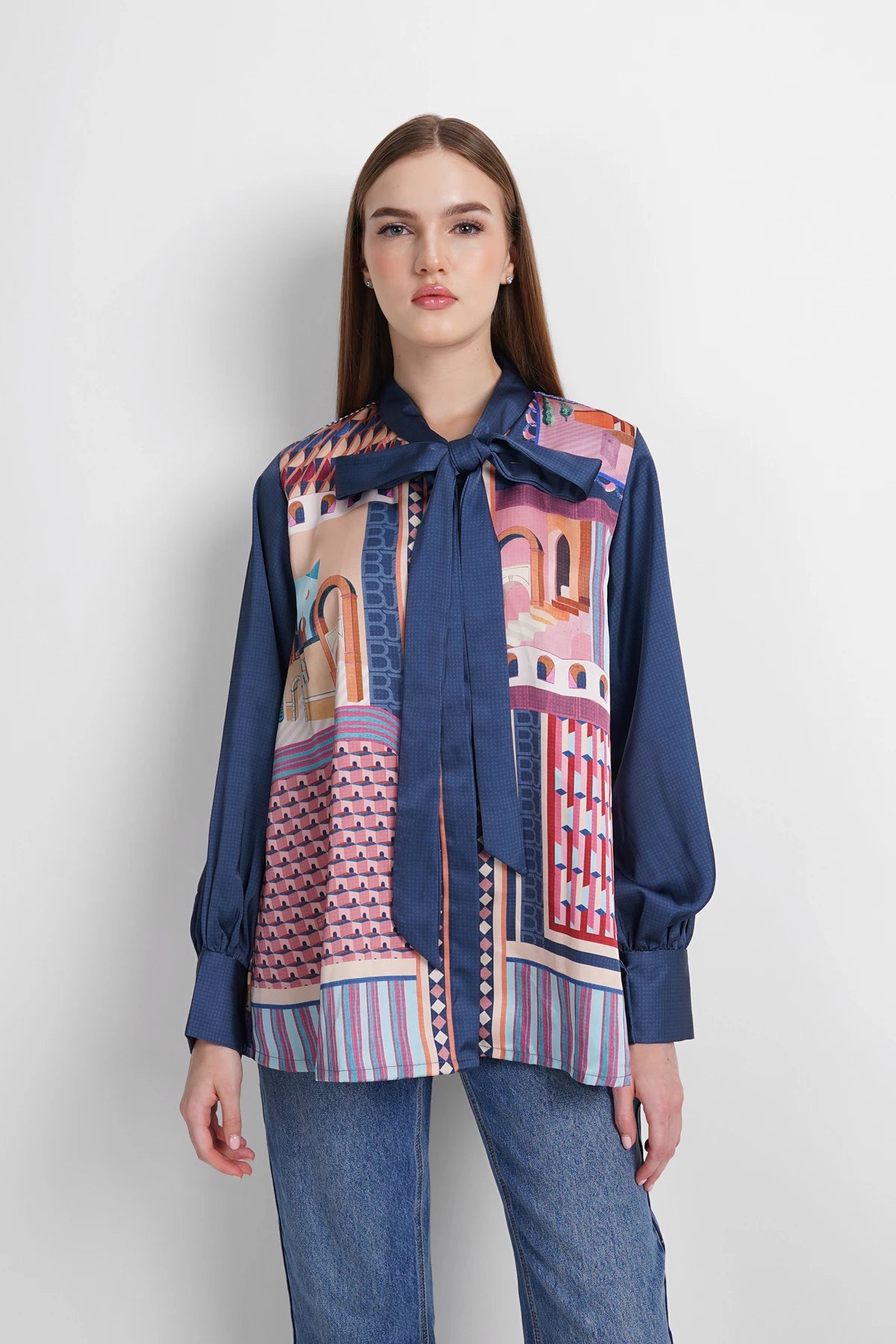 Dreamscape Bow Shirt - Malibu