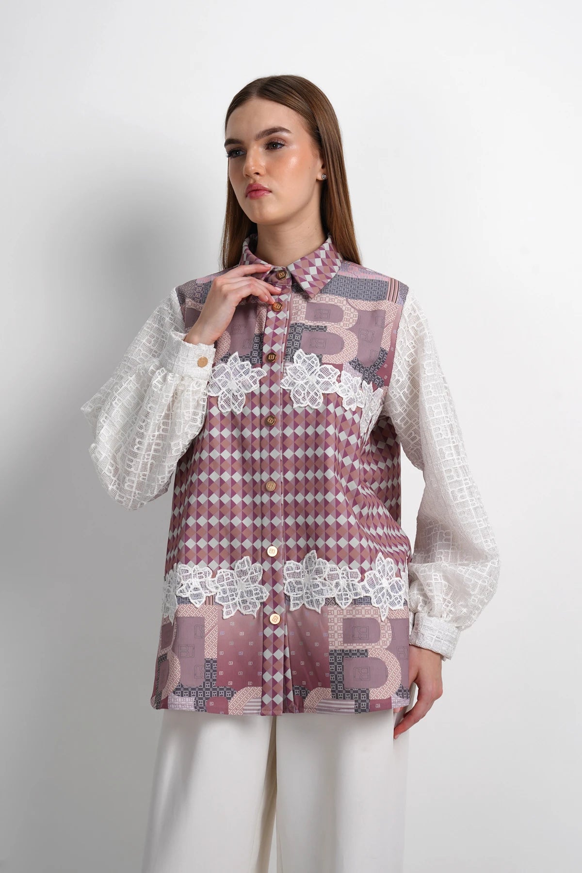 Dreamscape Embroidery Lace Shirt - Rivera