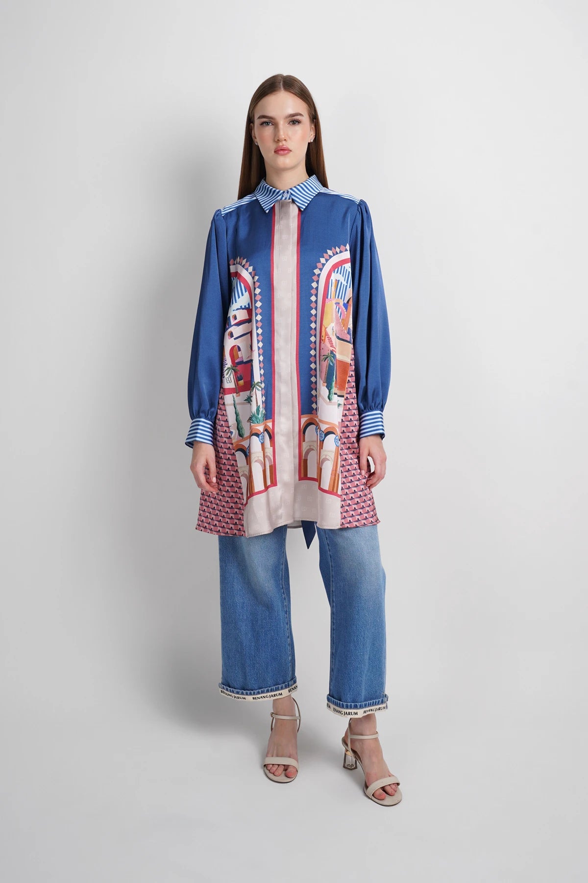 Dreamscape Godet Tunic Shirt - Malibu