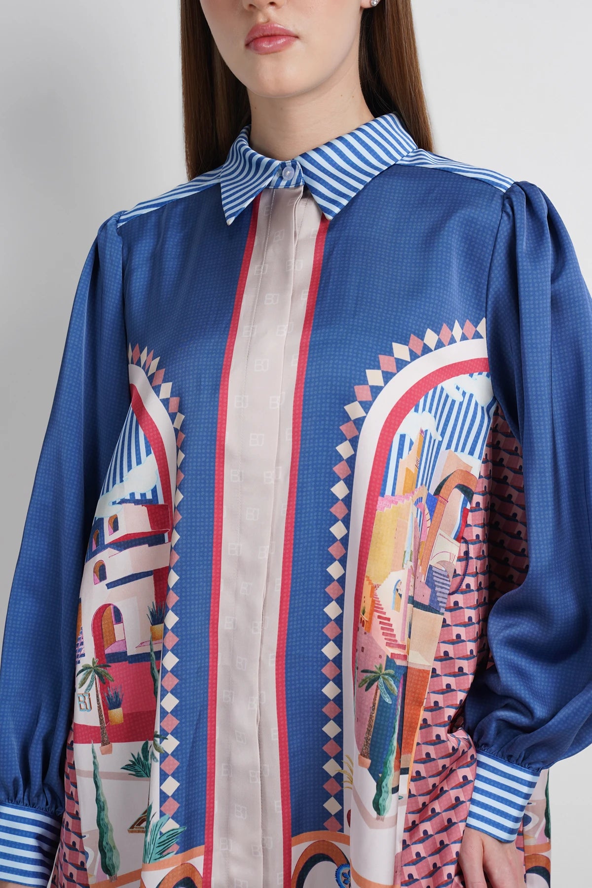 Dreamscape Godet Tunic Shirt - Malibu