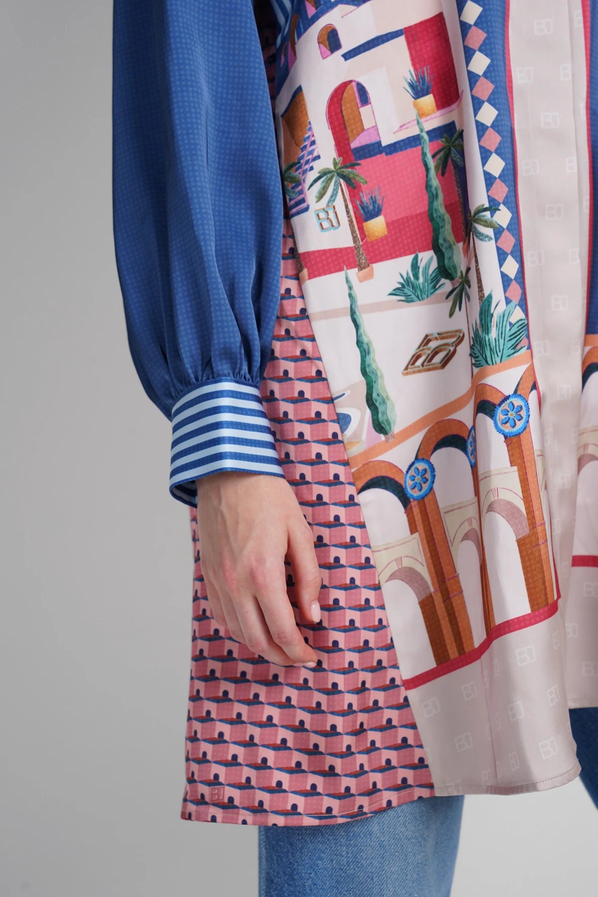Dreamscape Godet Tunic Shirt - Malibu