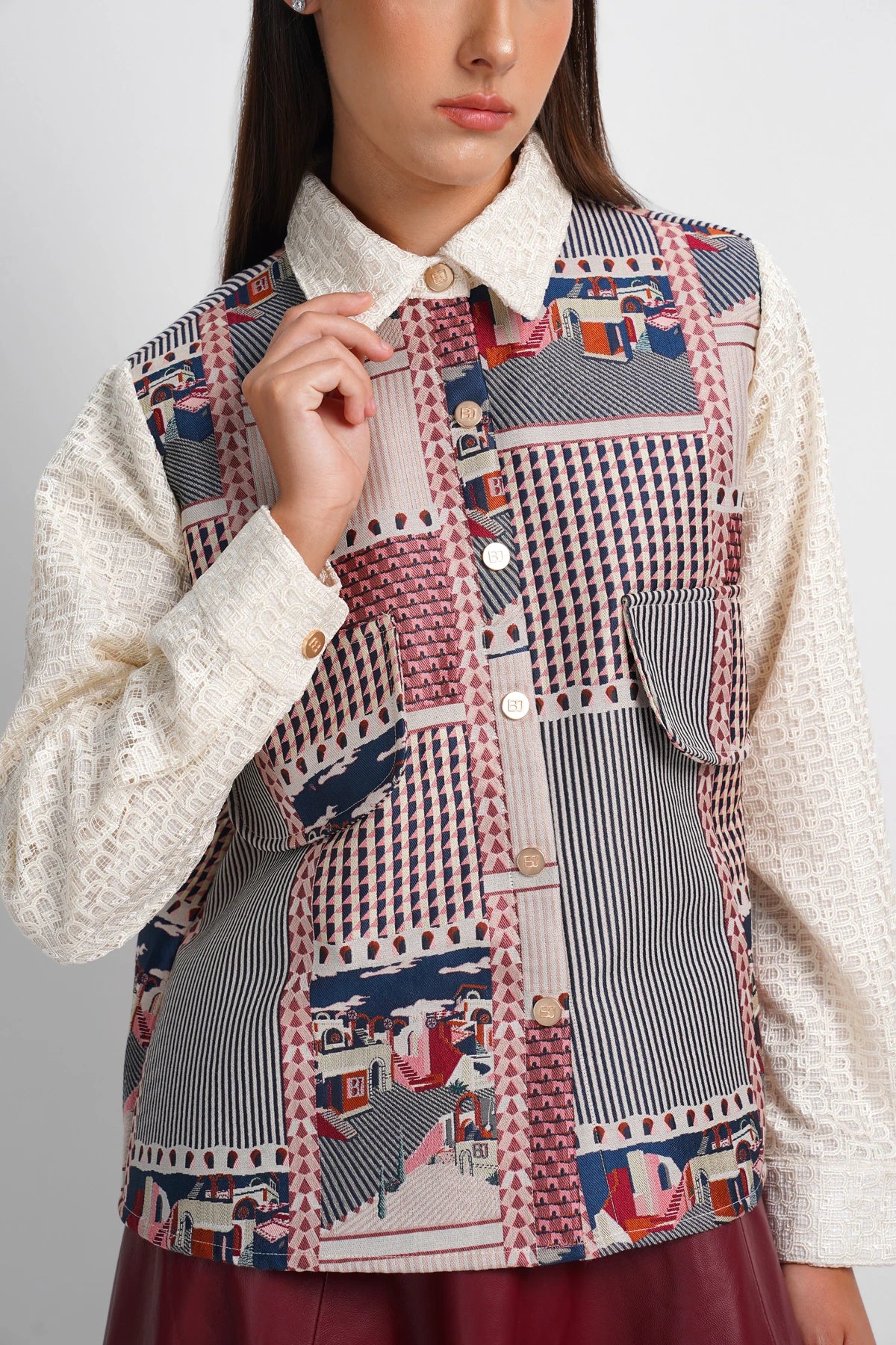 Dreamscape Lace Jacquard Outer - Monaco