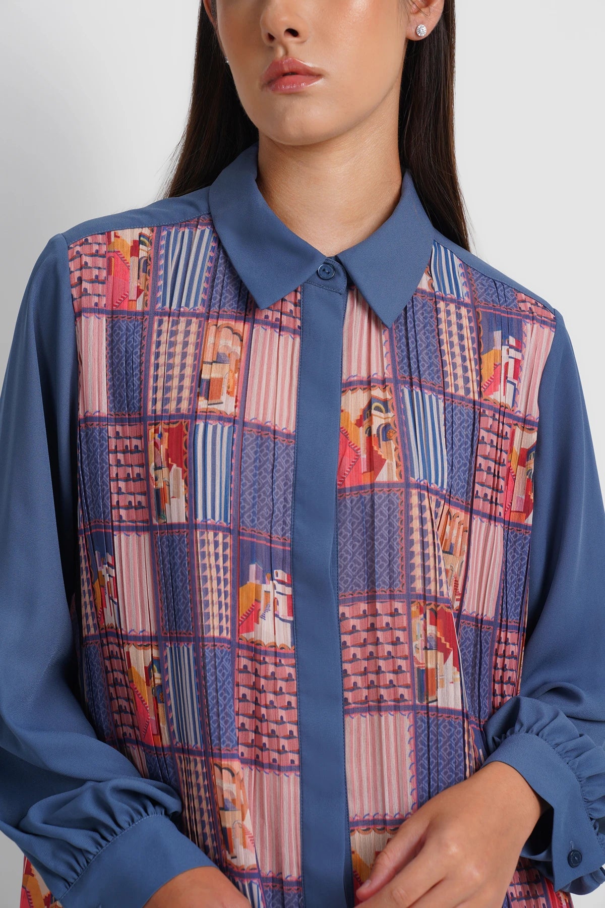 Dreamscape Pleated Shirt - Malibu