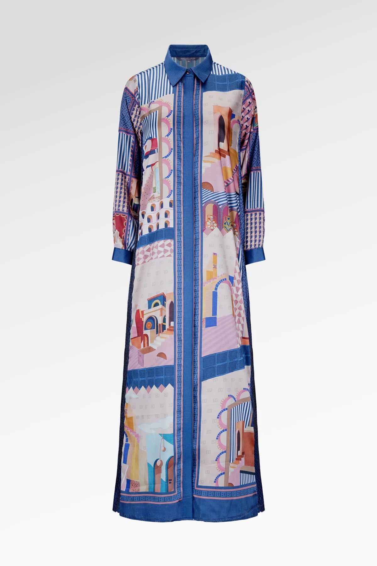 Dreamscape Pleated Shirt Dress - Malibu