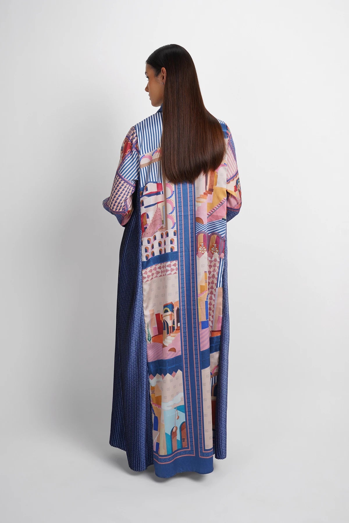 Dreamscape Pleated Shirt Dress - Malibu