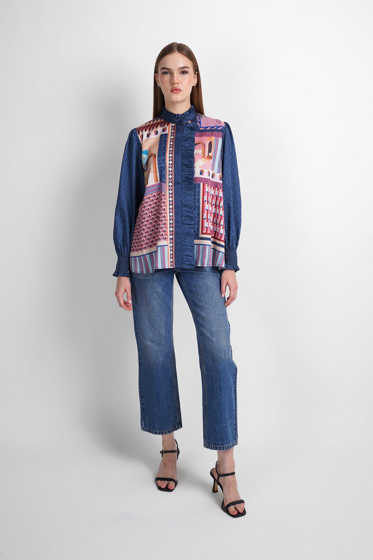 Dreamscape Ruffle Shirt - Malibu