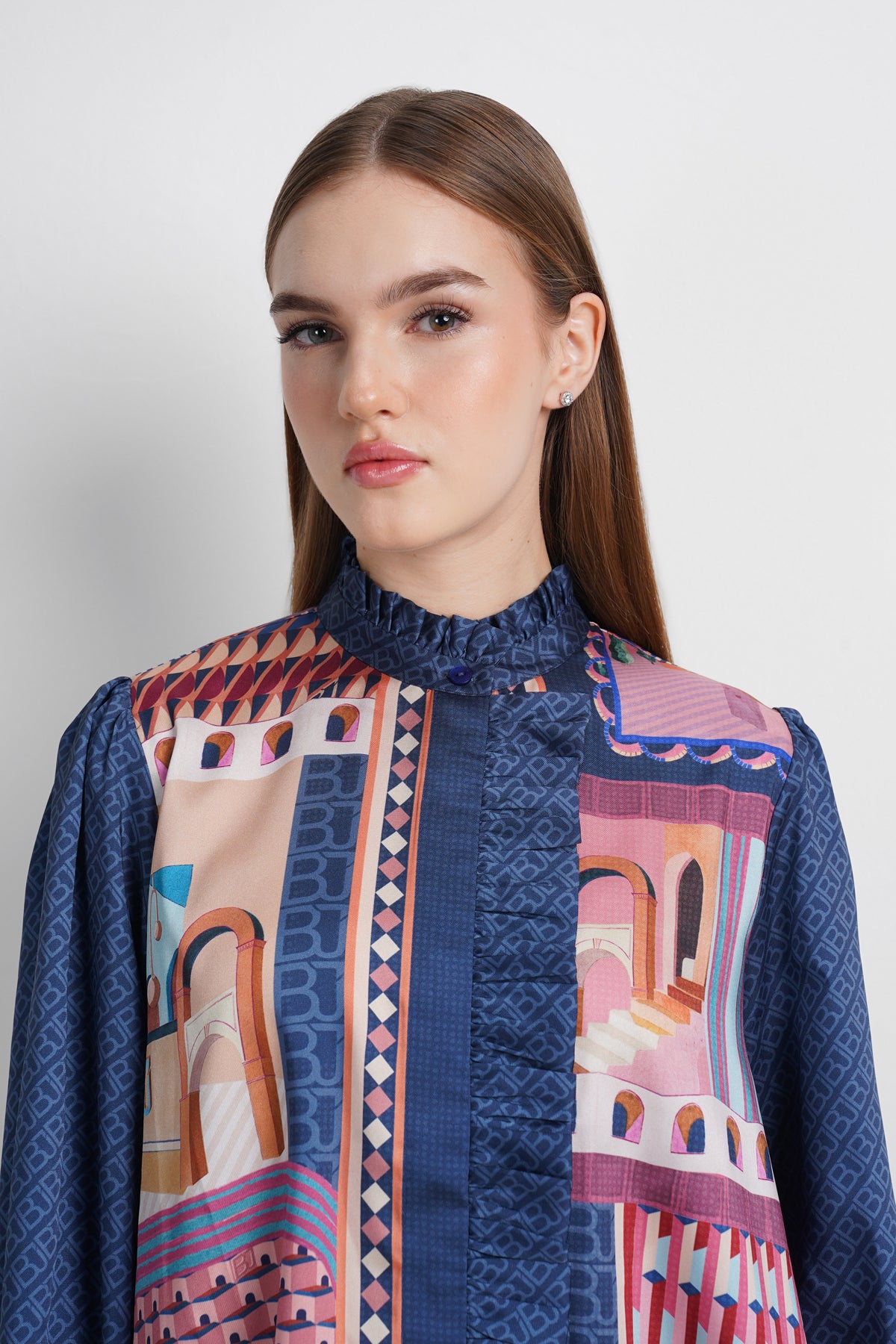 Dreamscape Ruffle Shirt - Malibu
