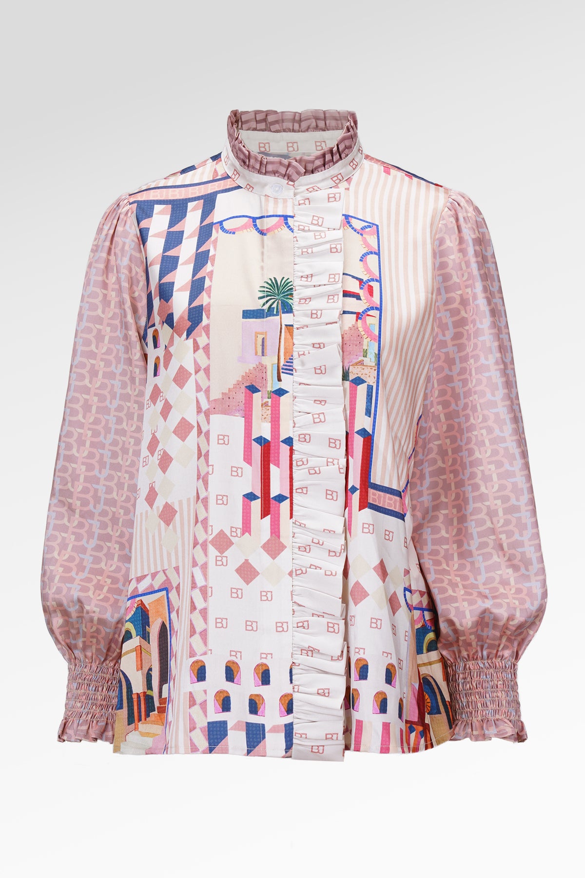 Dreamscape Ruffle Shirt - Riviera
