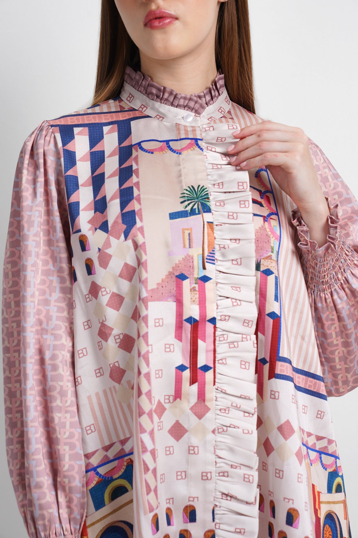 Dreamscape Ruffle Shirt - Riviera