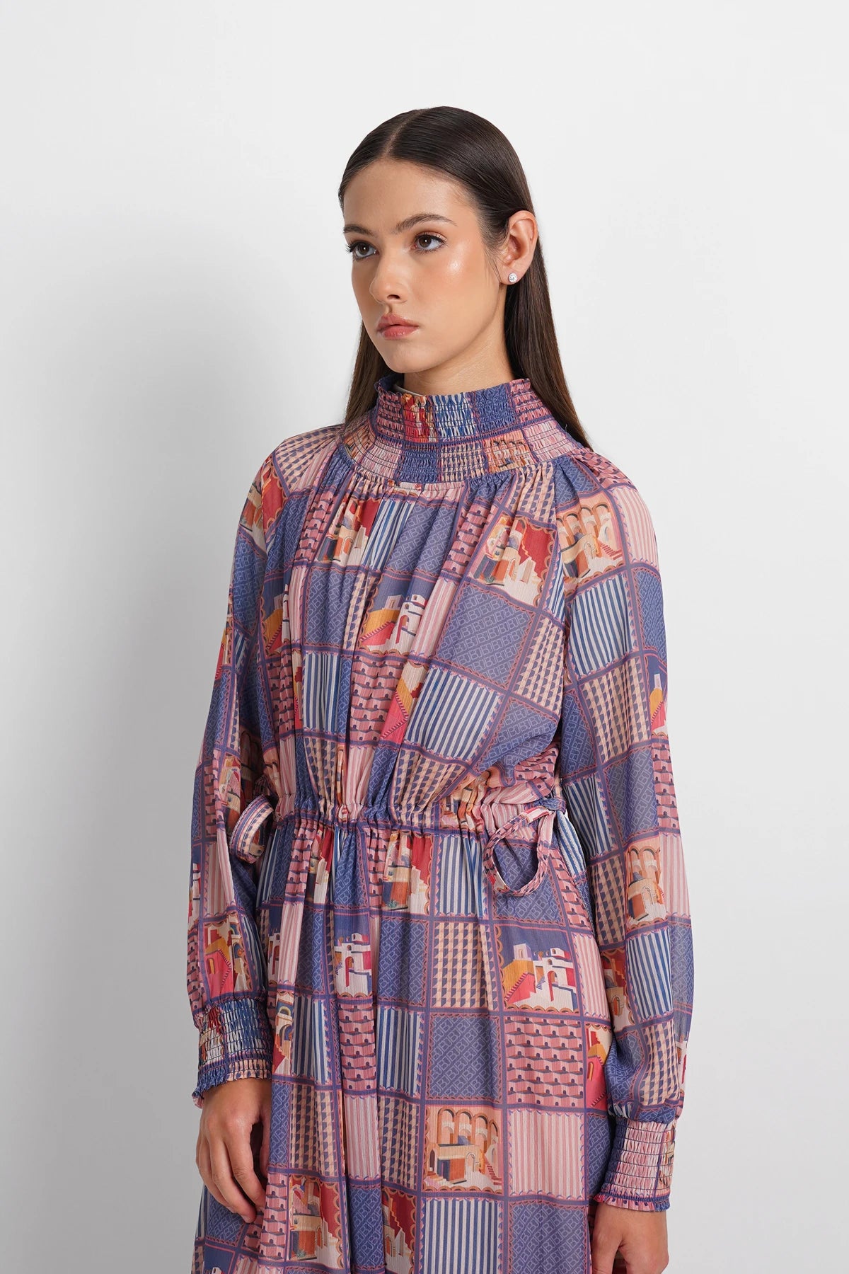 Dreamscape Smocked Sheer Dress - Malibu