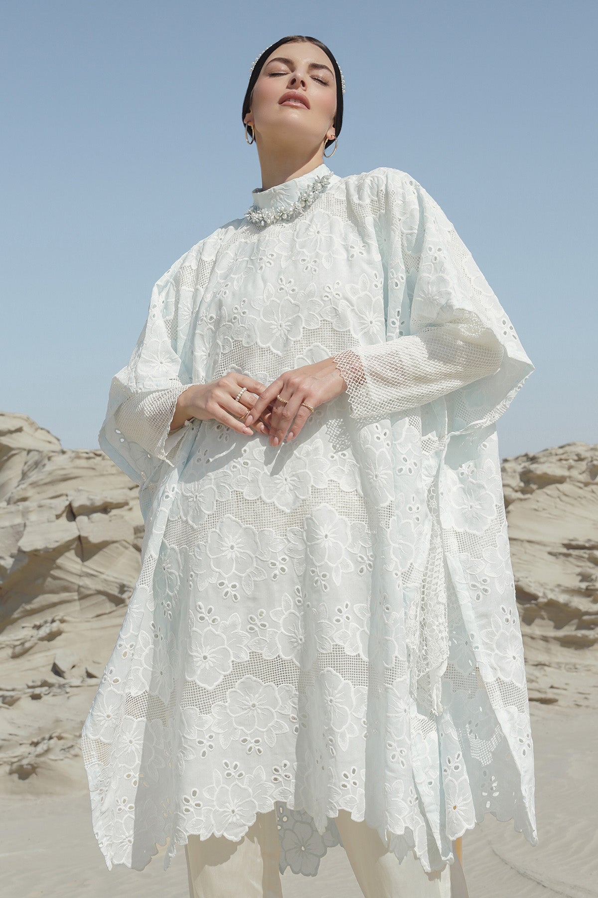 Amora Embroidery Kaftan - Sky Blue