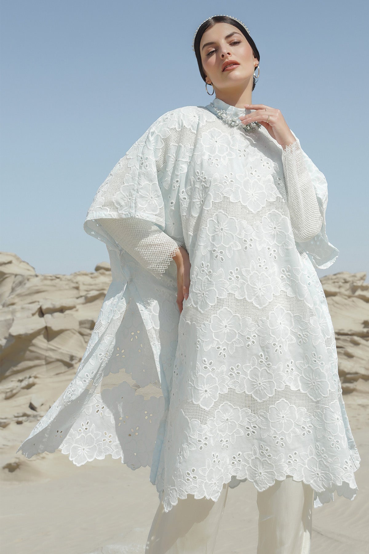 Amora Embroidery Kaftan - Sky Blue