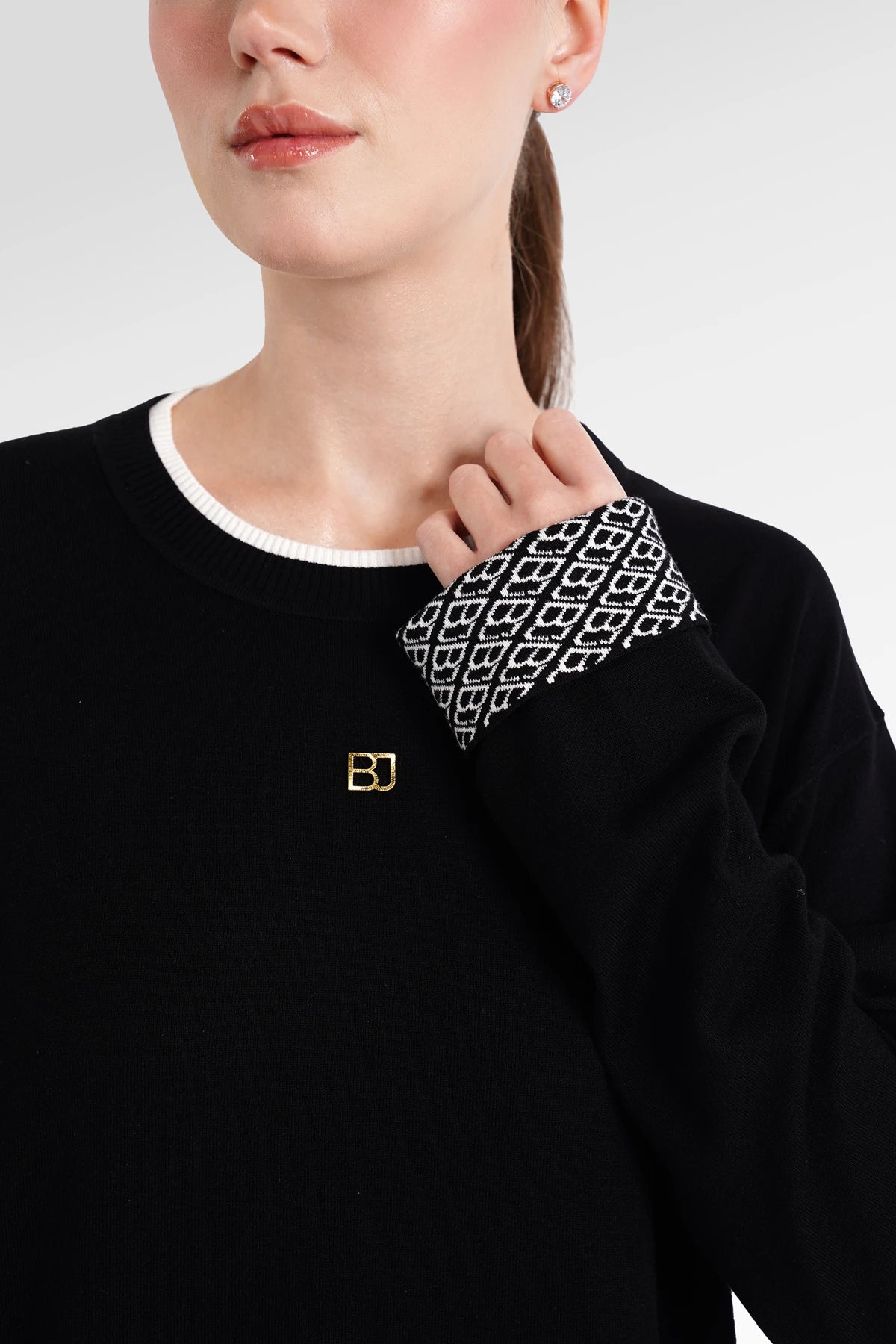 Mono Fold Cuff Knit - Black Choco