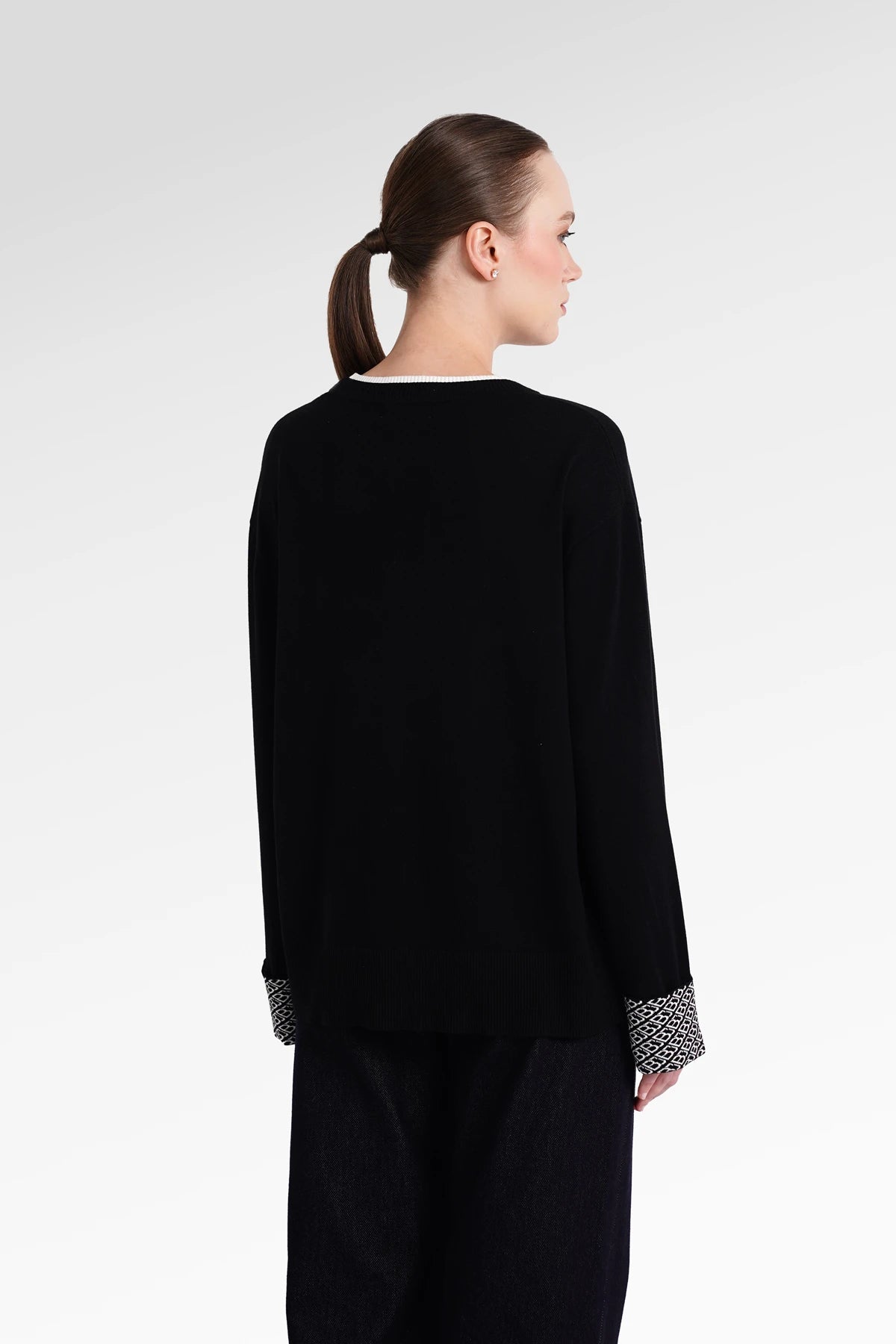 Mono Fold Cuff Knit - Black Choco