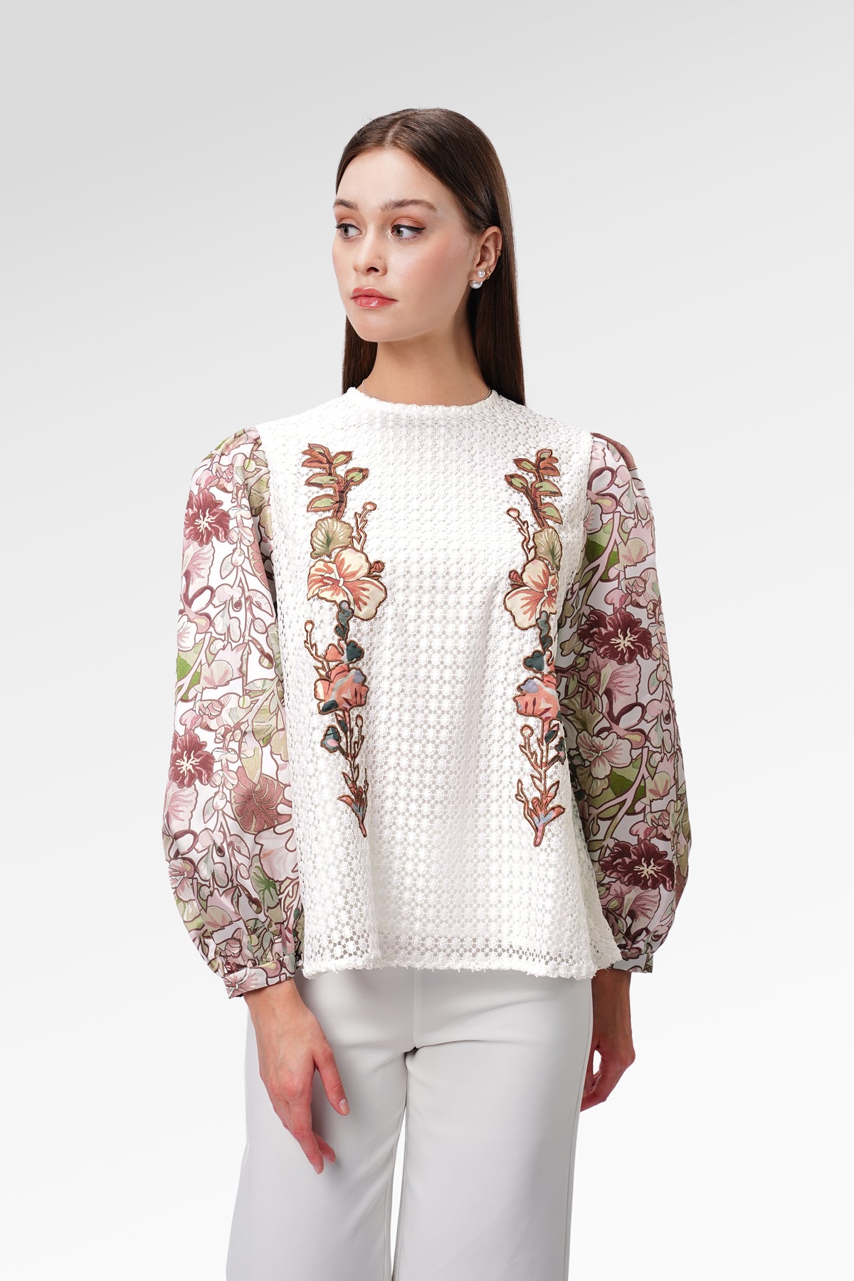 Liora Embroidery Blouse - White
