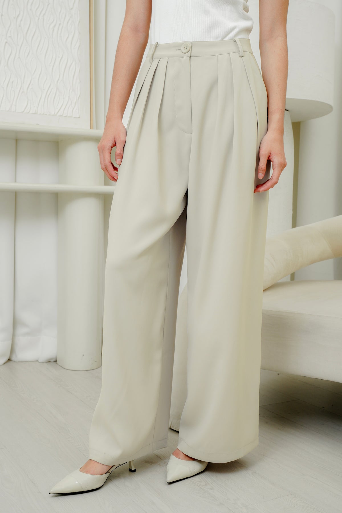 Kathy Wide Leg Pants - Sand