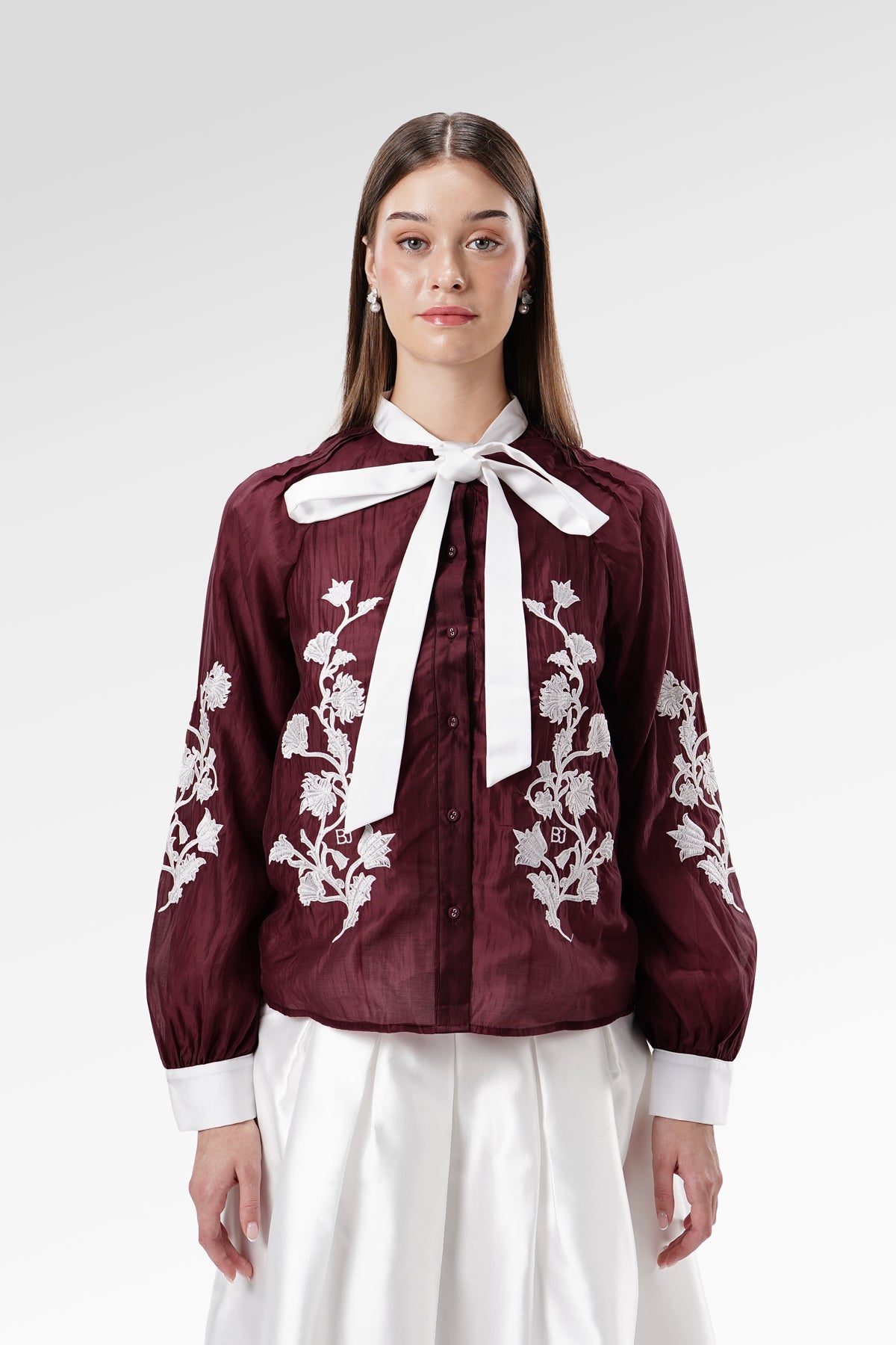 The Regal Embroidery Shirt - Burgundy