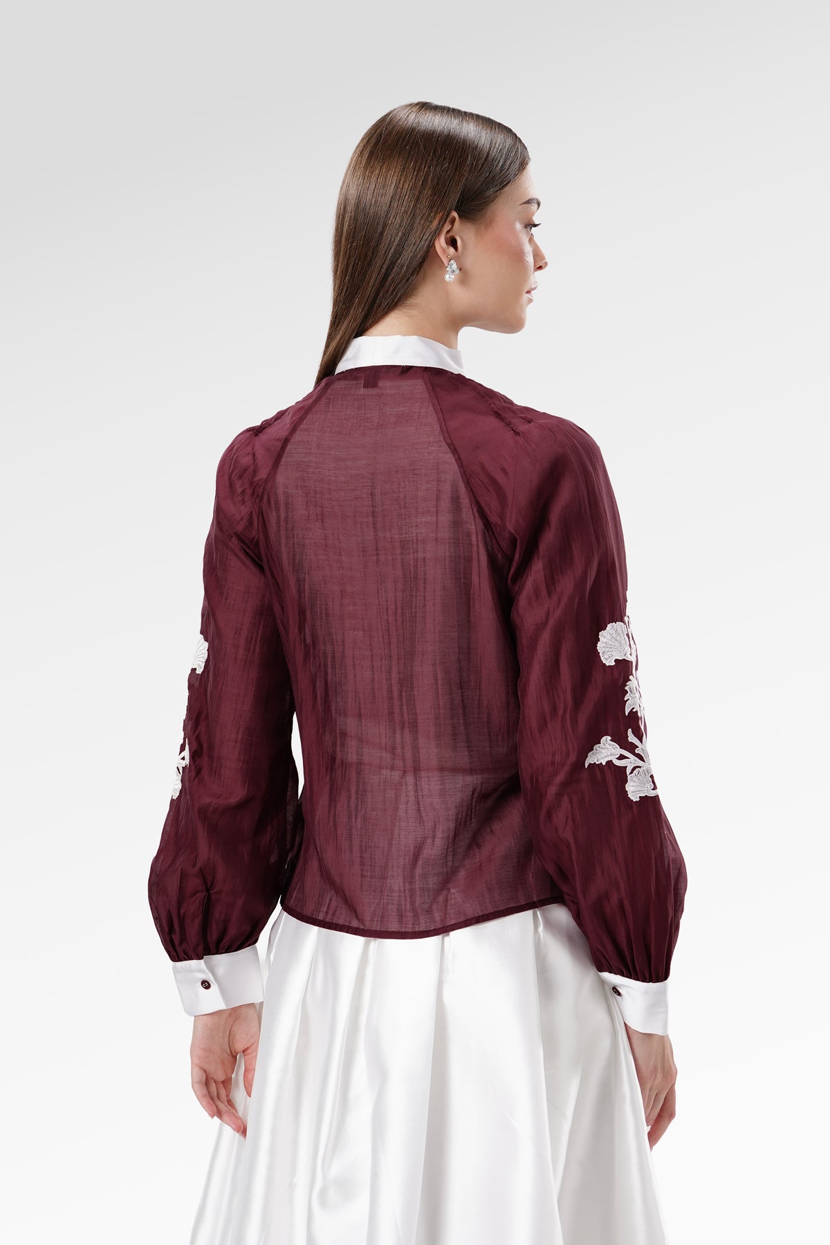 The Regal Embroidery Shirt - Burgundy