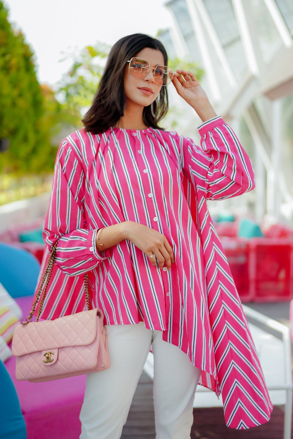 Elina Asymmetrical Top - Pink