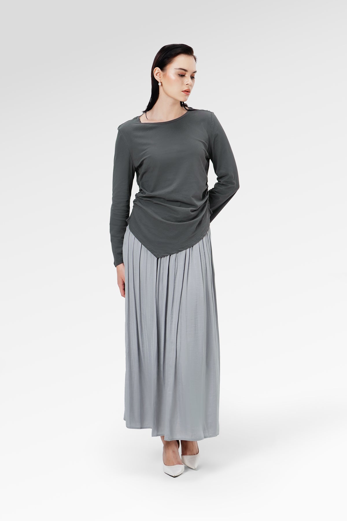Denna Gather Skirt - Ash Grey