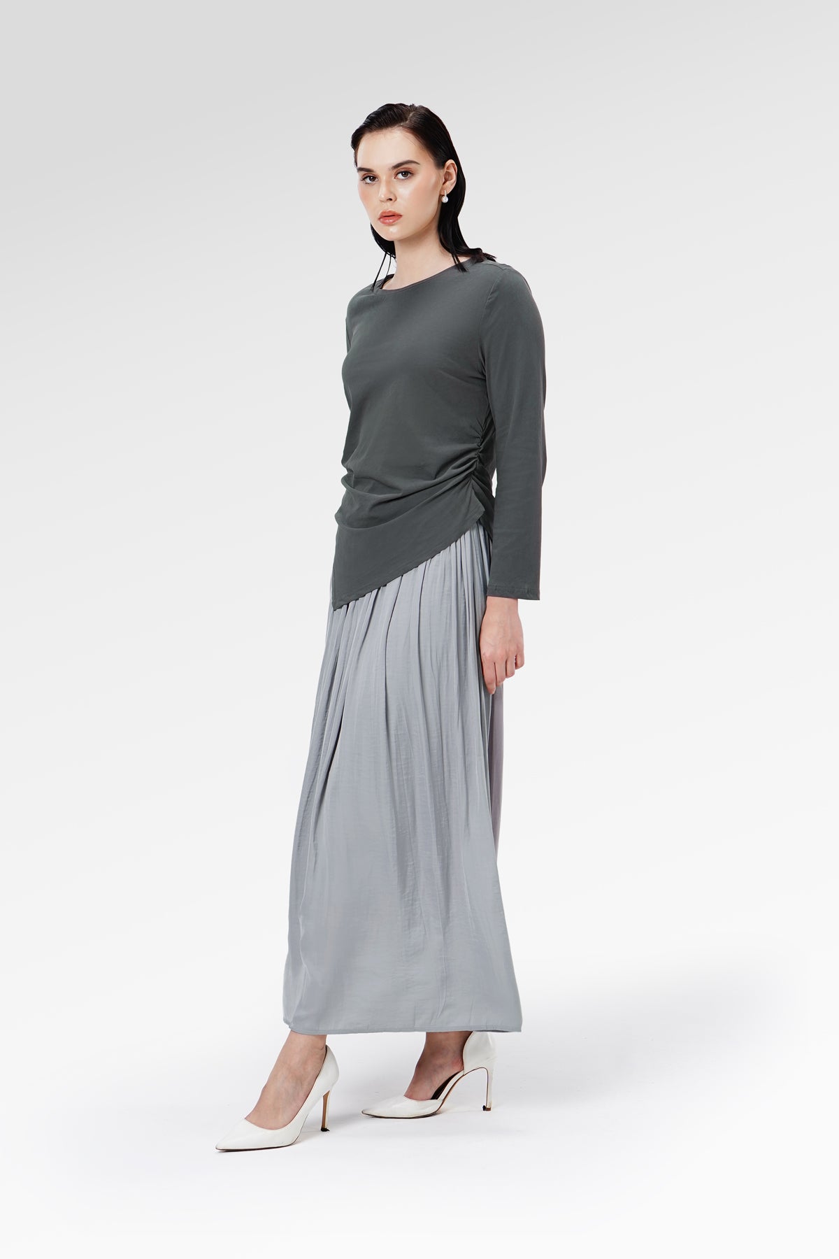 Denna Gather Skirt - Ash Grey