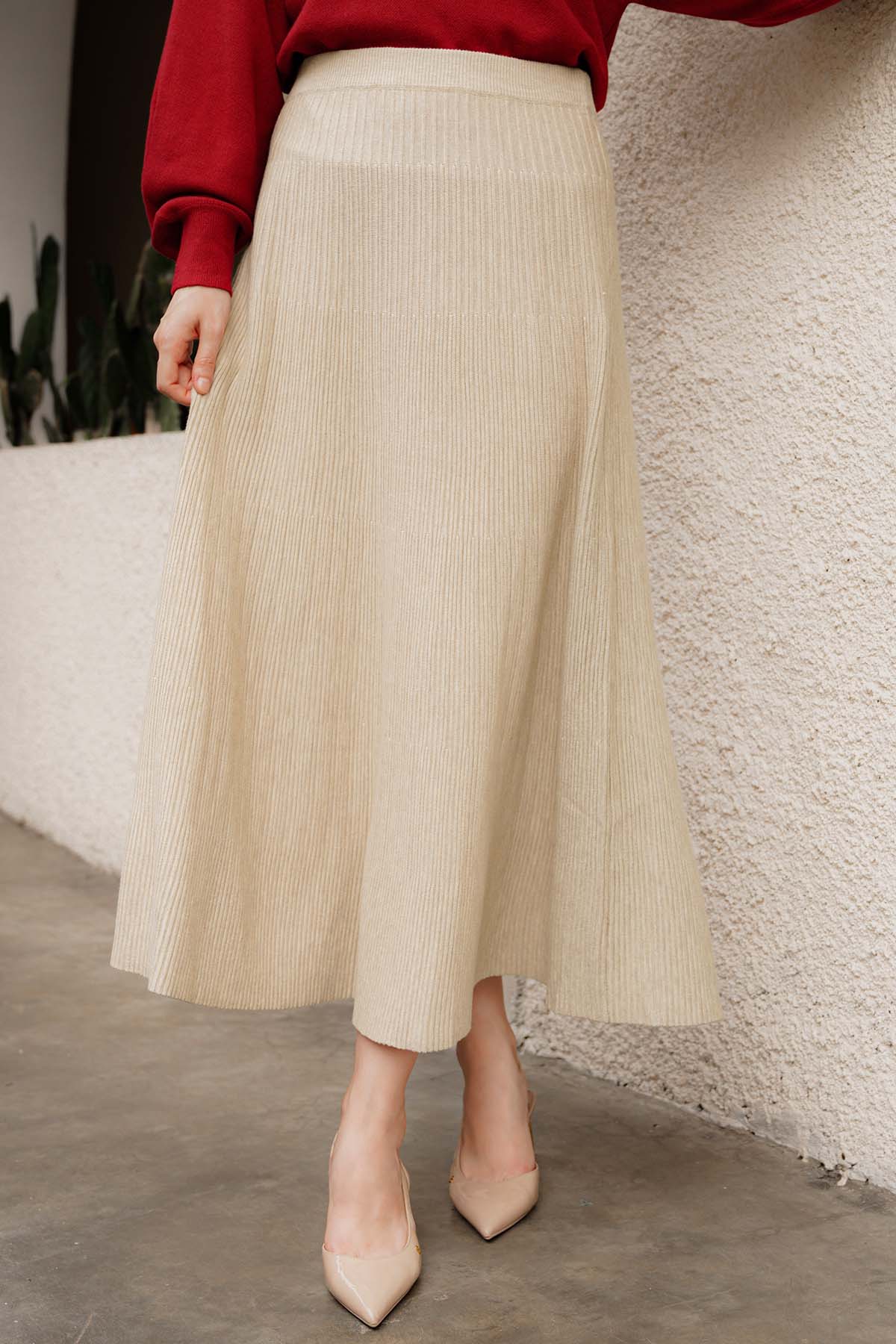 Ella Knit Skirt Khaki - Main Image